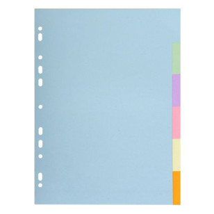 Forever pastel kartonnen tabbladen – 6 posities – A4 – assorti kleuren